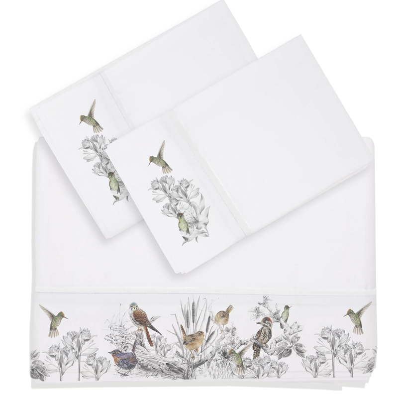 SET SÁBANAS MARGARITA SCHEEL PARA CASA ALVARINHO ENCANTO NATIVO 2 PLAZAS ALGODÓN BLANCO ESTAMPADO - 1