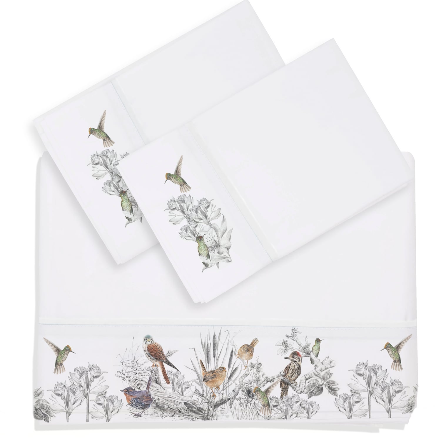 SET SÁBANAS MARGARITA SCHEEL PARA CASA ALVARINHO ENCANTO NATIVO 2 PLAZAS ALGODÓN BLANCO ESTAMPADO - 1