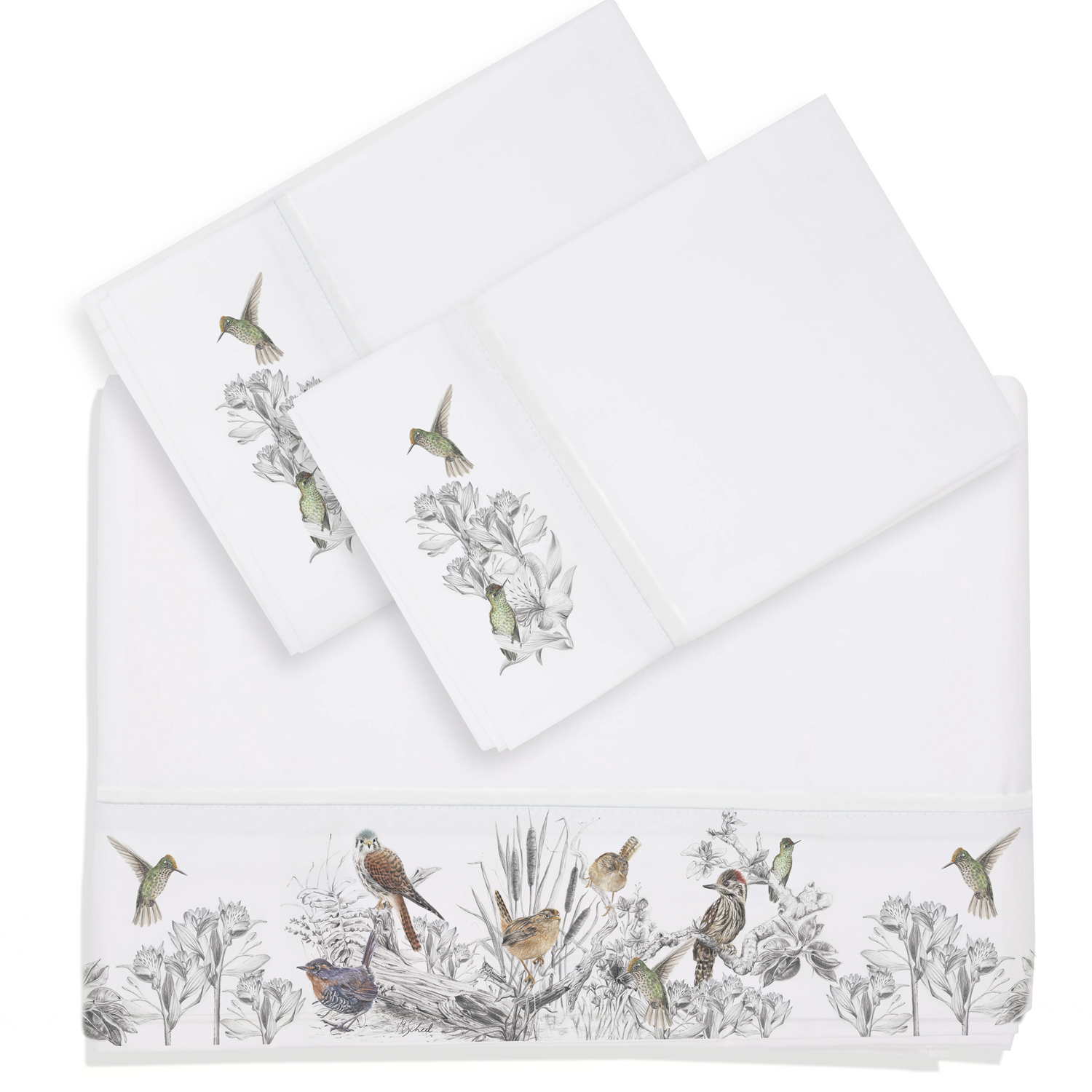 SET SÁBANAS MARGARITA SCHEEL PARA CASA ALVARINHO ENCANTO NATIVO KING ALGODÓN BLANCO ESTAMPADO - 1