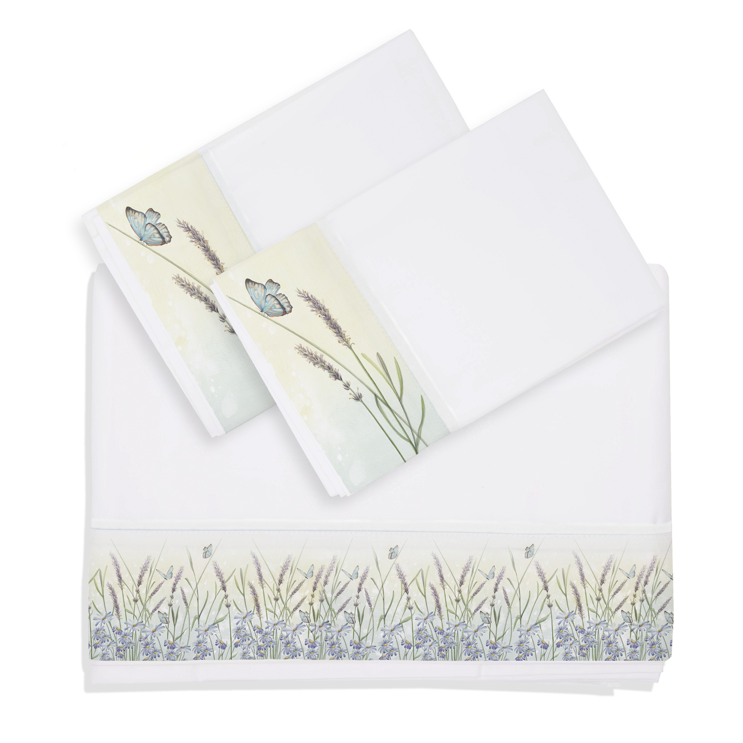 SET SÁBANAS MARGARITA SCHEEL CASA ALVARINHO JARDÍN LAVANDAS 2 PLAZAS ALGODÓN BLANCO ESTAMPADO - 1