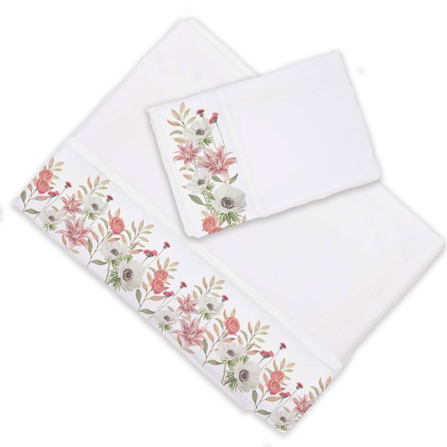 SET SÁBANAS MARGARITA SCHEEL PARA CASA ALVARINHO ANEMONA 1.5 PLAZAS ALGODÓN BLANCO ESTAMPADO - 1