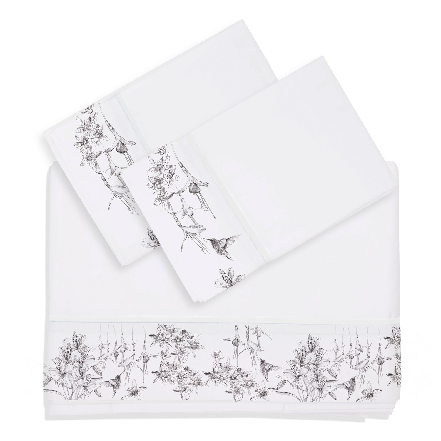 SET SÁBANAS MARGARITA SCHEEL PARA CASA ALVARINHO FLORA NATIVA SUPERKING ALGODÓN BLANCO ESTAMPADO - 1