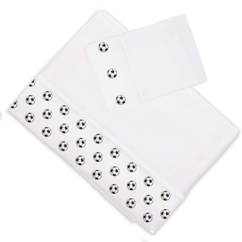 SET SABANAS MARGARITA SCHEEL PARA CASA ALVARINHO PELOTA FUTBOL 1.5 PLAZAS ALGODON BLANCO ESTAMPADO