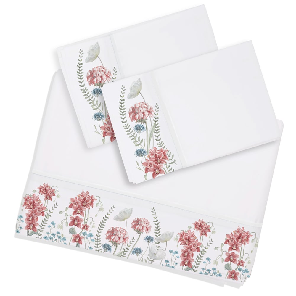 SET SÁBANAS MARGARITA SCHEEL PARA CASA ALVARINHO ORQUÍDEAS SUPERKING ALGODÓN BLANCO ESTAMPADO - 1