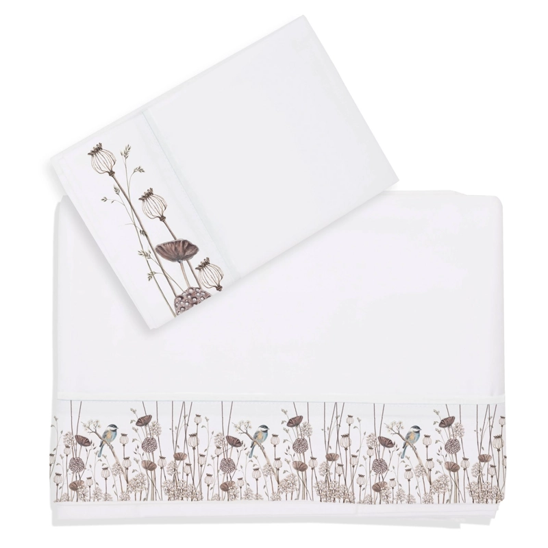 SET SÁBANAS MARGARITA SCHEEL PARA CASA ALVARINHO CICLO AMAPOLAS 1.5 PLAZAS ALGODÓN BLANCO ESTAMPADO - 1