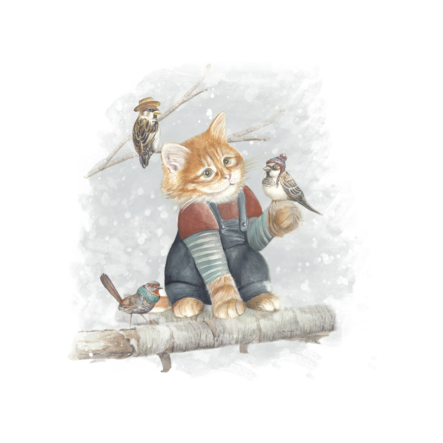 CUBREPLUMÓN MARGARITA SCHEEL PARA CASA ALVARINHO ALGODÓN BLANCO ESTAMPADO MOISÉS GATO Y SUS AMIGOS - 2