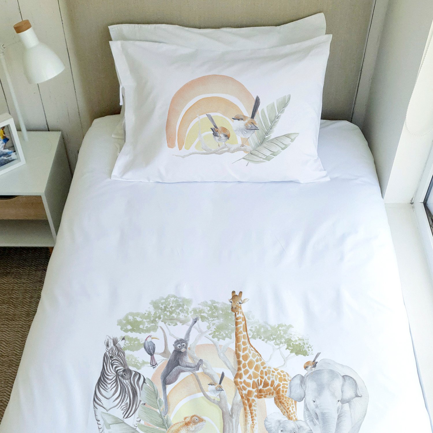 CUBREPLUMÓN MARGARITA SCHEEL PARA CASA ALVARINHO ALGODÓN BLANCO ESTAMPADO KIDS 1.5 PLAZAS SAFARI - 2