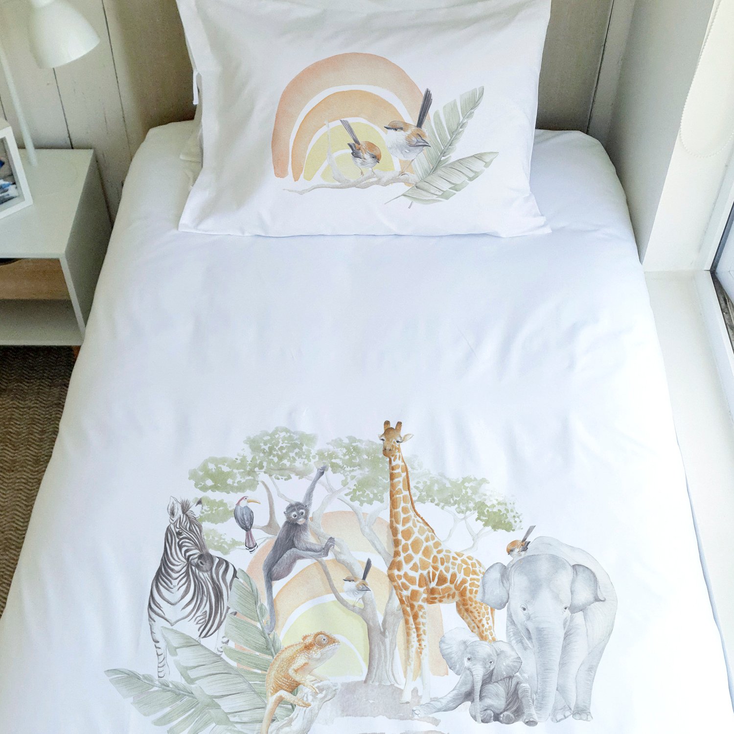 CUBREPLUMÓN MARGARITA SCHEEL PARA CASA ALVARINHO ALGODÓN BLANCO ESTAMPADO KIDS 1.5 PLAZAS SAFARI - 3