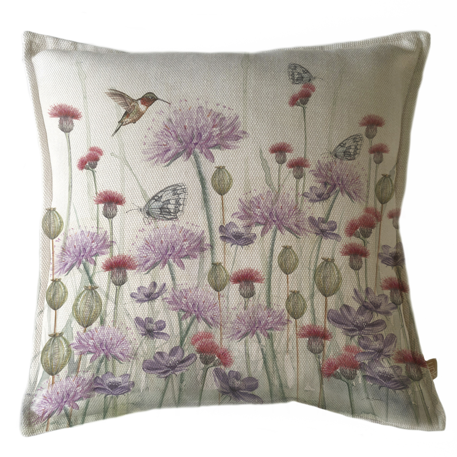 FUNDA COJÍN MARGARITA SCHEEL PARA CASA ALVARINHO MARISA JARDÍN SILVESTRE 45 X 45 CM LILA ROJO - 1