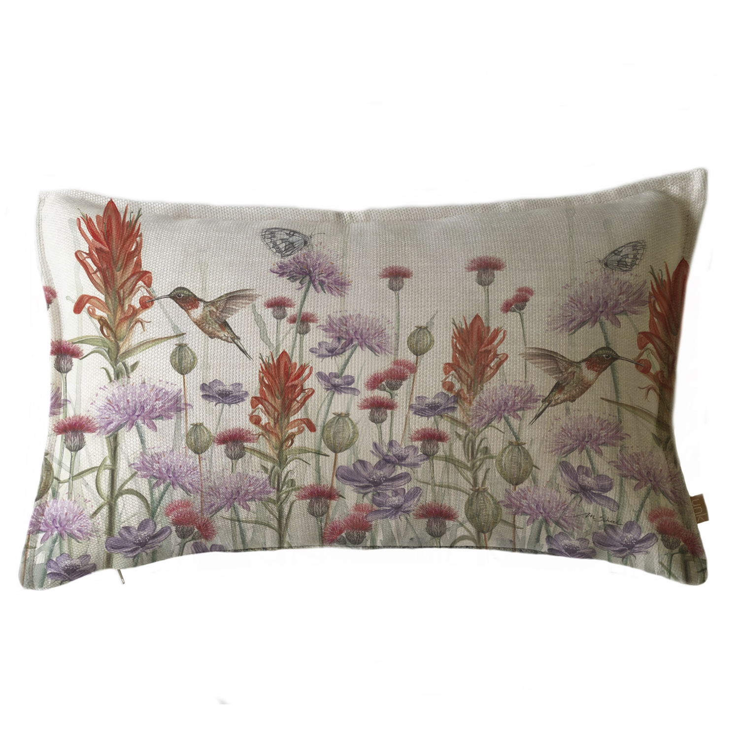 FUNDA COJIN MARGARITA SCHEEL PARA CASA ALVARINHO MARISA JARDIN SILVESTRE 50 X 30 CM LILA ROJO