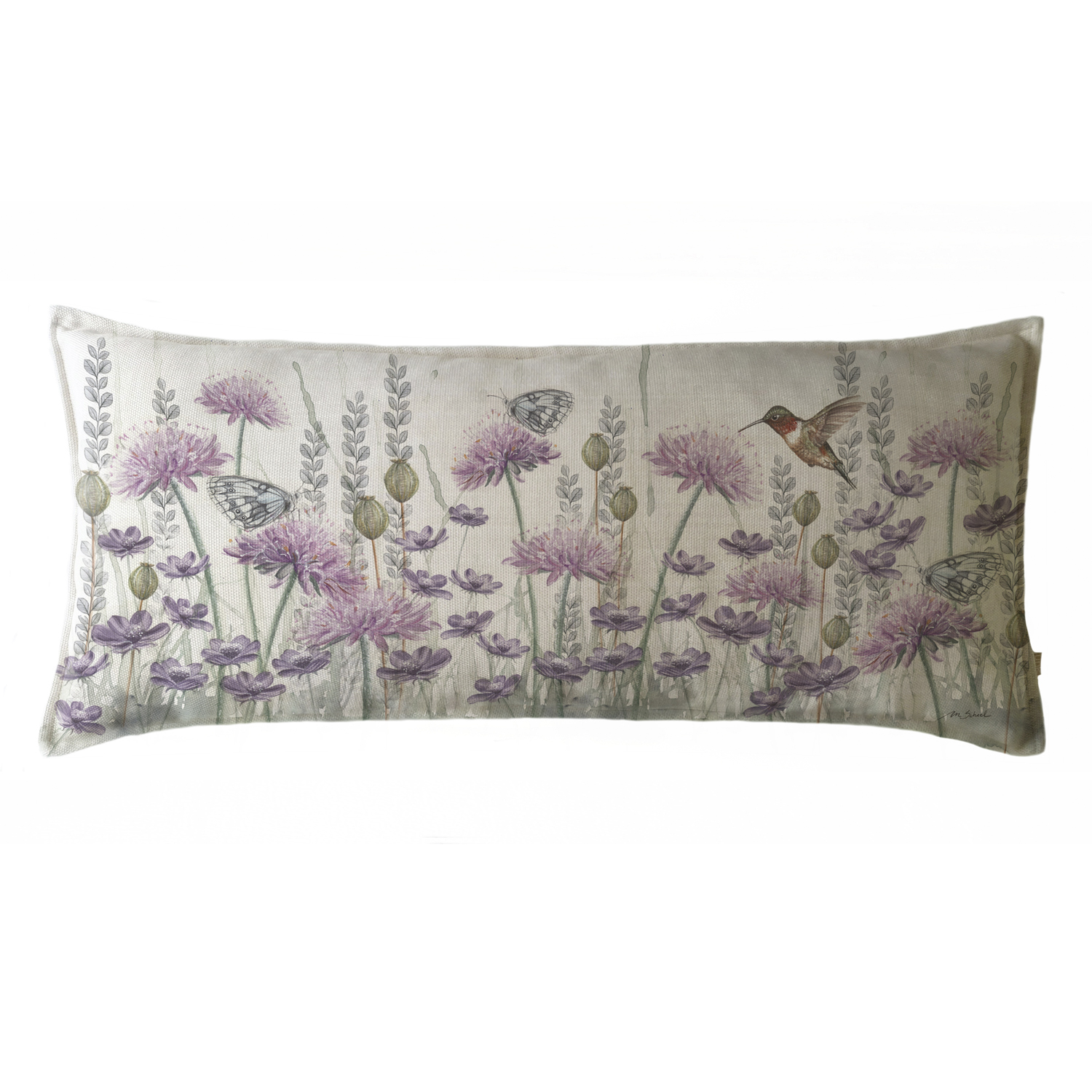 COJÍN MARGARITA SCHEEL PARA CASA ALVARINHO MARISA JARDÍN SILVESTRE HOJITAS XL 90 X 40 CM LILA - 1