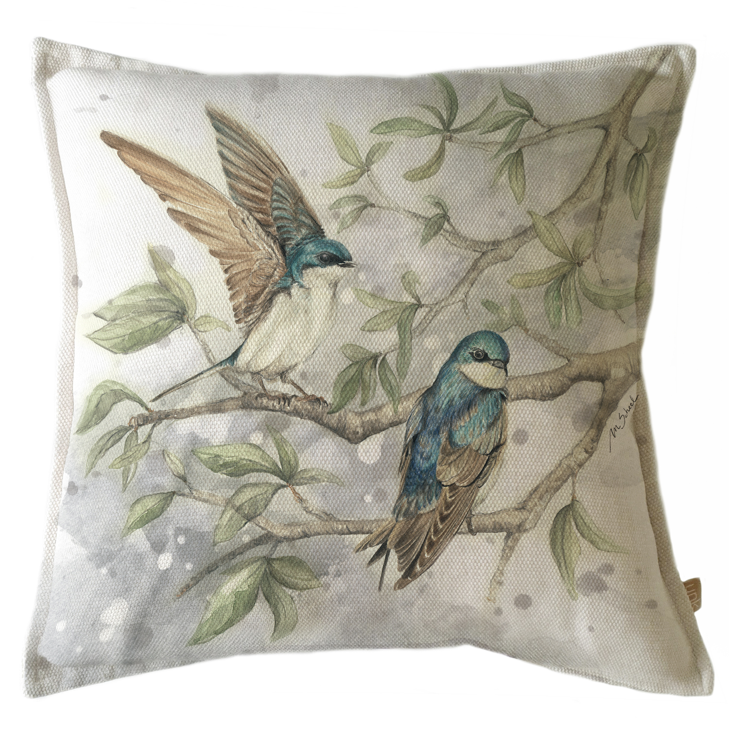 FUNDA COJIN MARGARITA SCHEEL PARA CASA ALVARINHO MARISA GOLONDRINAS 45 X 45 CM MULTICOLOR