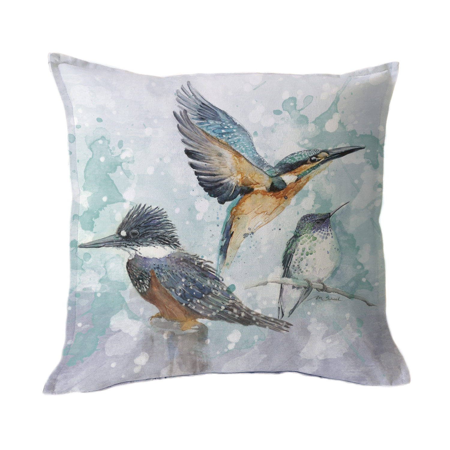 FUNDA COJÍN MARGARITA SCHEEL PARA CASA ALVARINHO ALGODÓN MARTIN 45 X 45 CM TURQUESA - 1