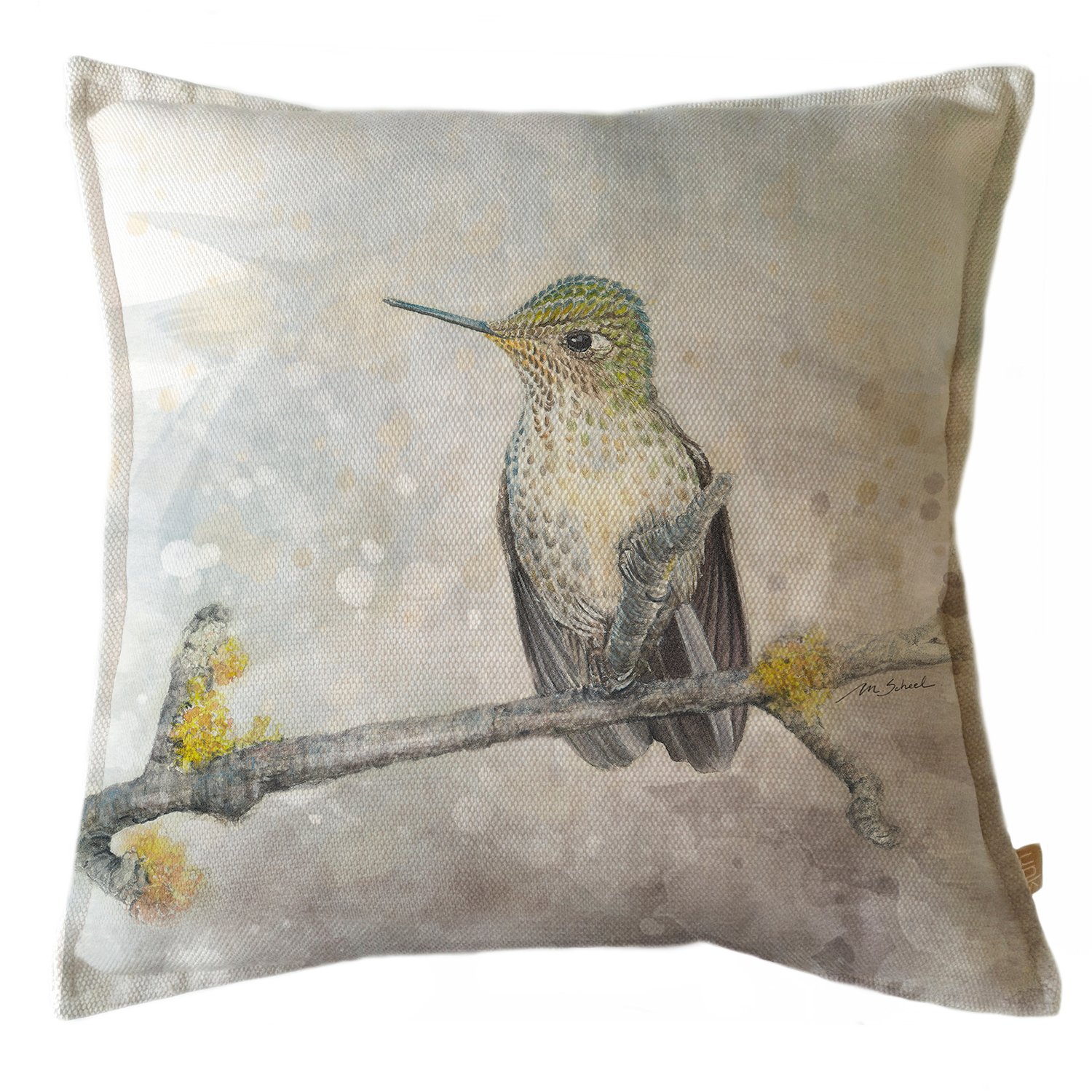 FUNDA COJIN MARGARITA SCHEEL PARA CASA ALVARINHO MARISA PICAFLOR CHICO 45 X 45 CM MULTICOLOR