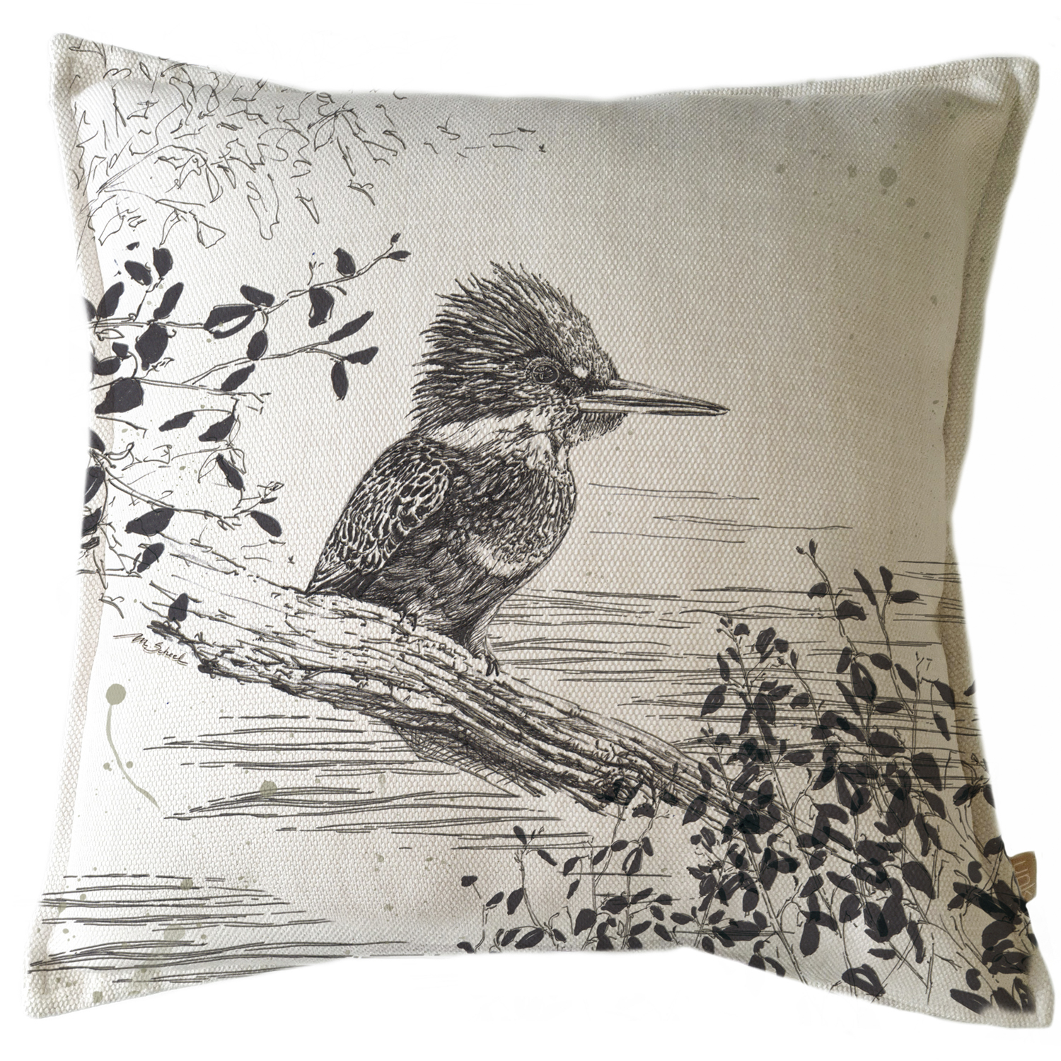 FUNDA COJÍN MARGARITA SCHEEL PARA CASA ALVARINHO MARISA MARTÍN PESCADOR B/N 45 X 45 CM MULTICOLOR - 1
