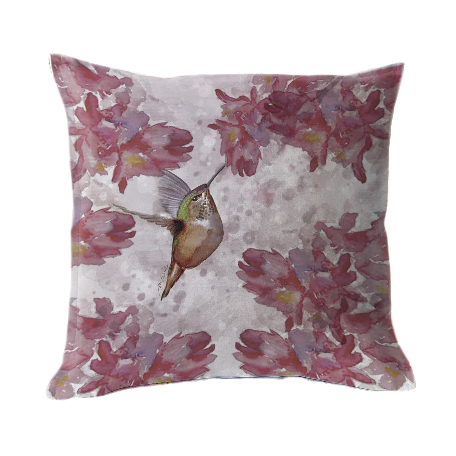 FUNDA COJIN MARGARITA SCHEEL PARA CASA ALVARINHO ALGODON PICAFLOR Y FLOR 45 X 45 CM FUCSIA