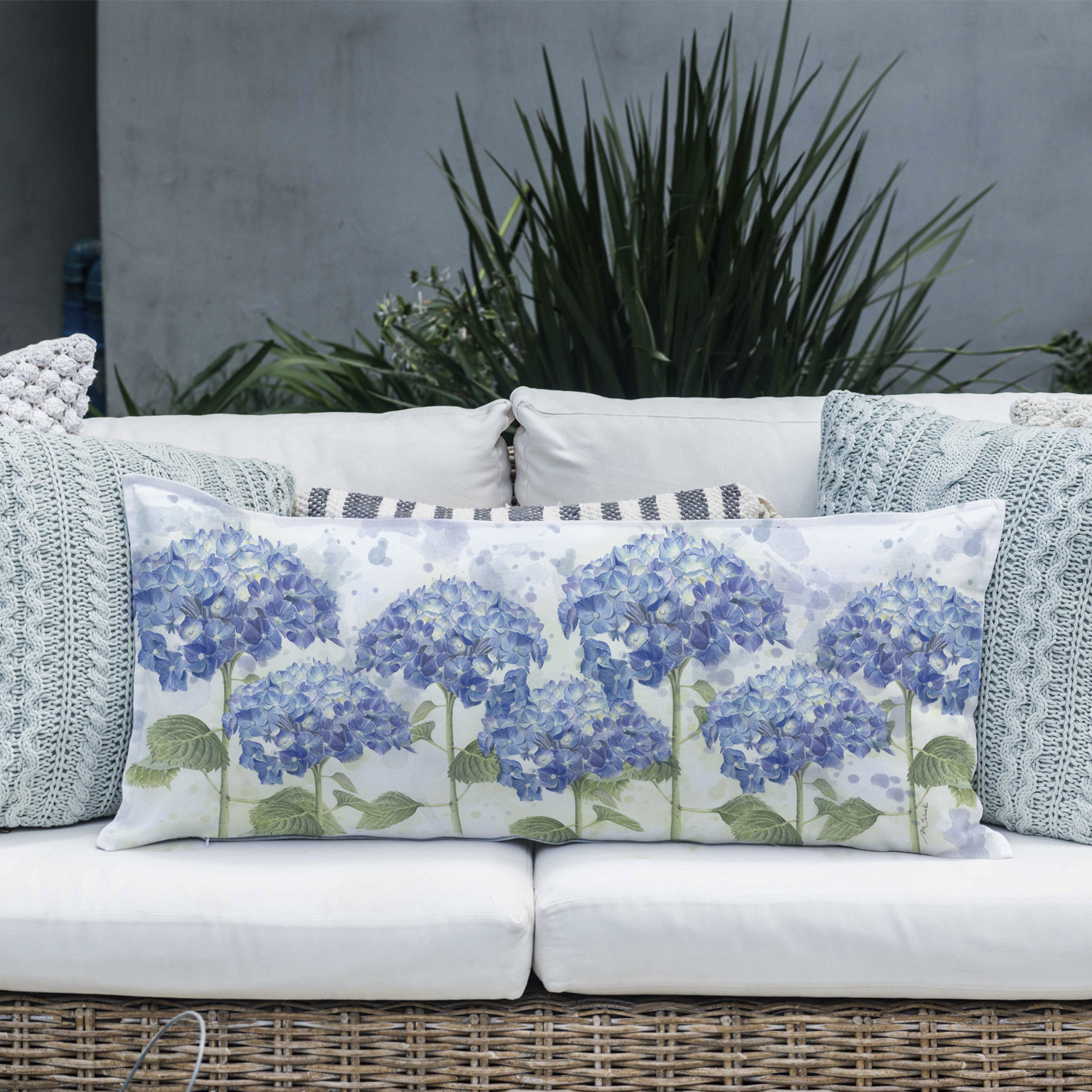 FUNDA COJÍN MARGARITA SCHEEL PARA CASA ALVARINHO ALGODÓN HORTENSIAS XL 90 X 40 CM MULTICOLOR - 2