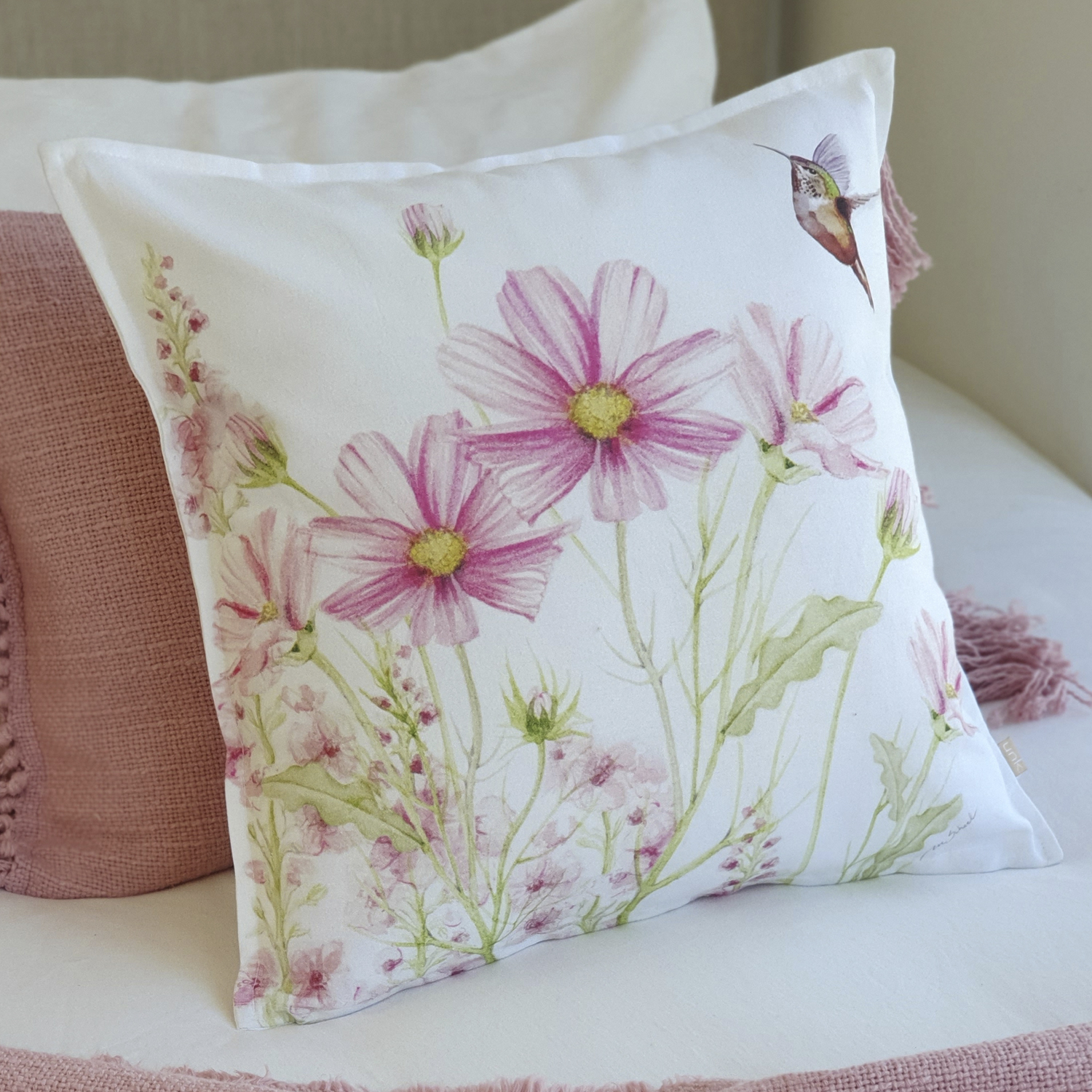 FUNDA COJÍN MARGARITA SCHEEL PARA CASA ALVARINHO ALGODÓN JARDÍN PRIMAVERA 45 X 45 CM ROSA - 2