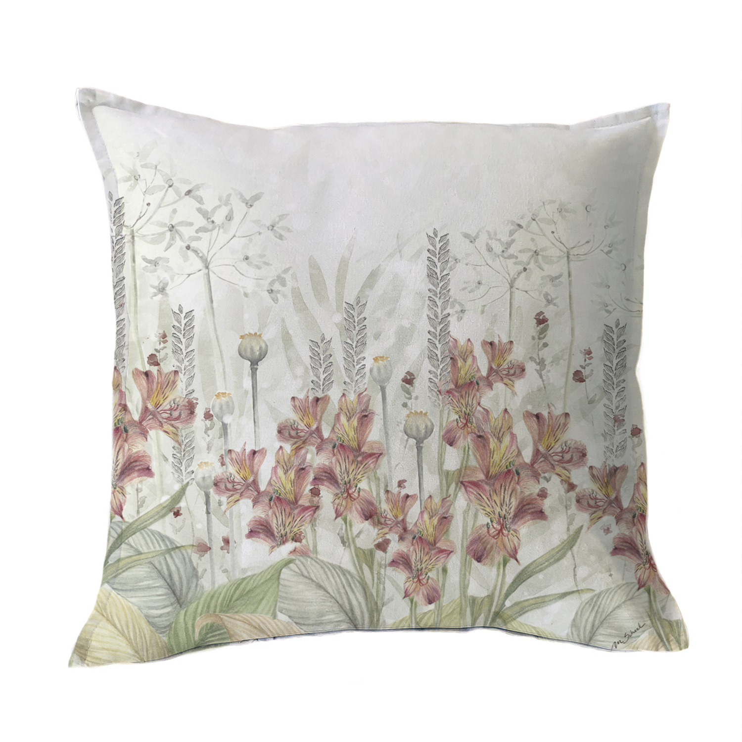 FUNDA COJÍN MARGARITA SCHEEL PARA CASA ALVARINHO ALGODÓN ASTROMELIAS 45 X 45 CM MULTICOLOR - 1
