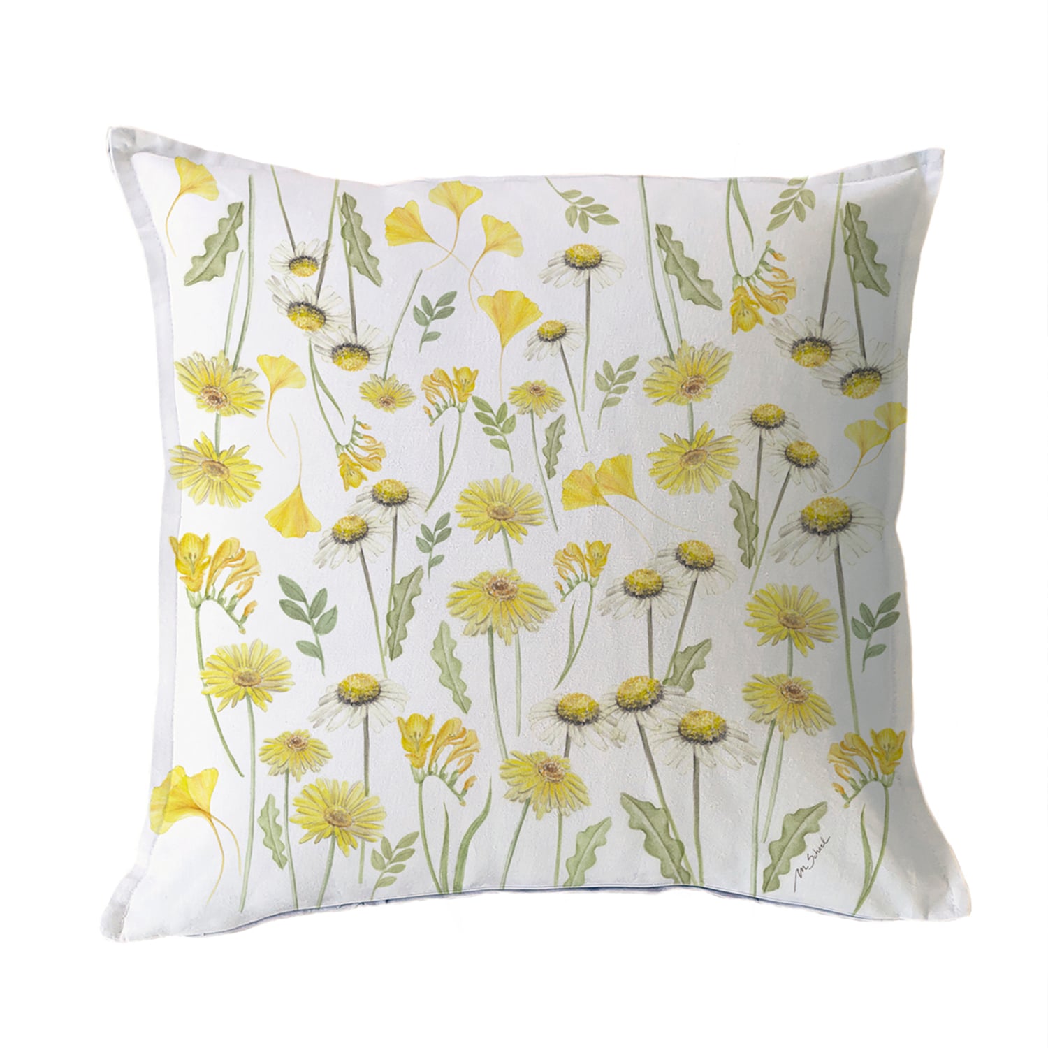 FUNDA COJIN MARGARITA SCHEEL PARA CASA ALVARINHO ALGODON PRIMAVERA 45 X 45 CM AMARILLO