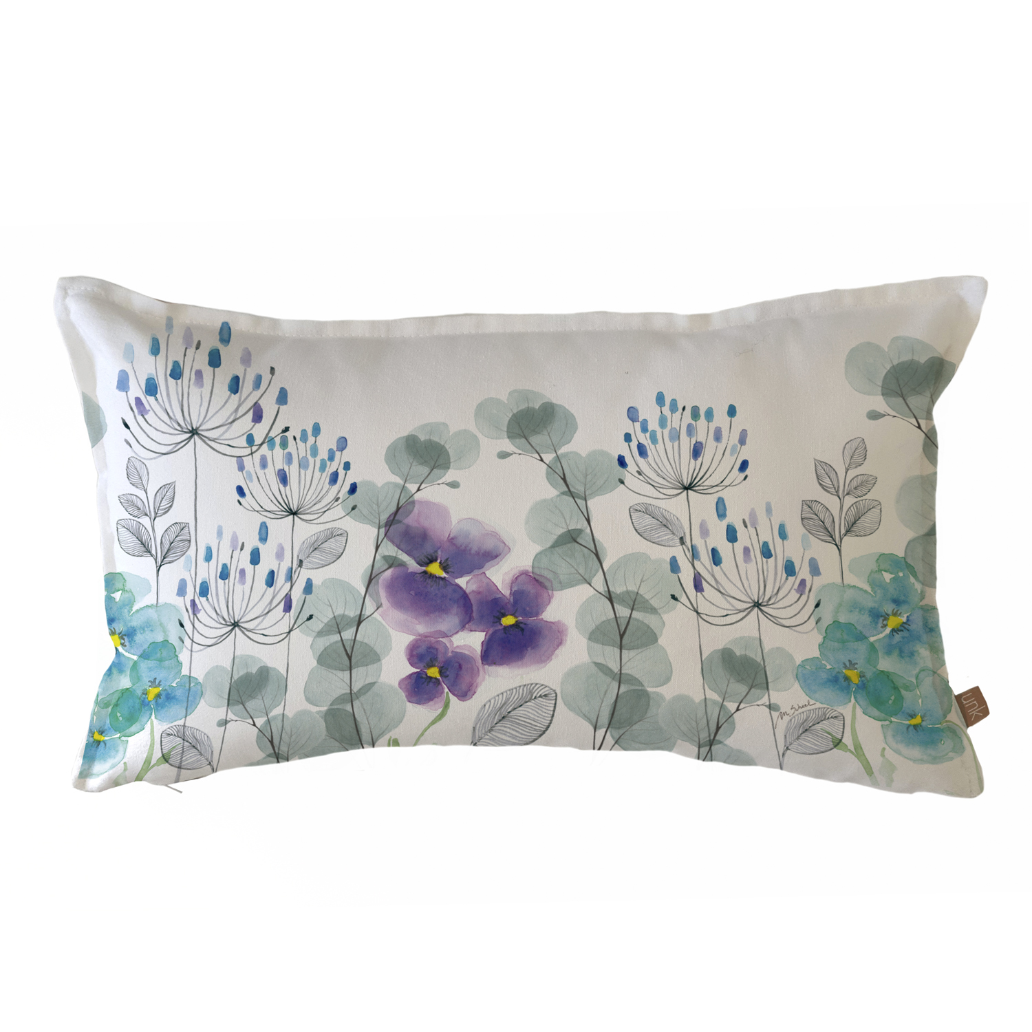 FUNDA COJÍN ALGODÓN JARDÍN FLORES PENSAMIENTO 50 X 30 CM MULTICOLOR - 1