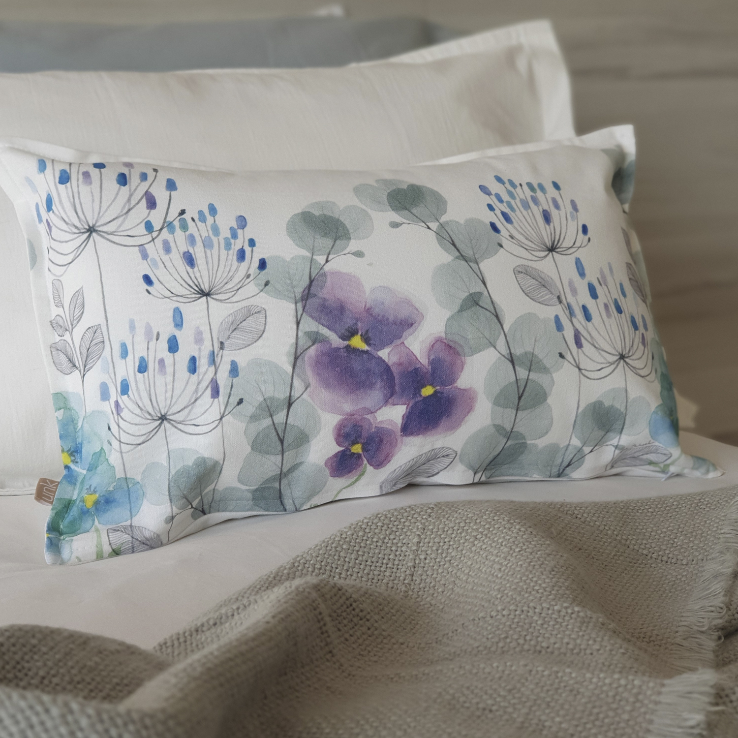 FUNDA COJÍN ALGODÓN JARDÍN FLORES PENSAMIENTO 50 X 30 CM MULTICOLOR - 2