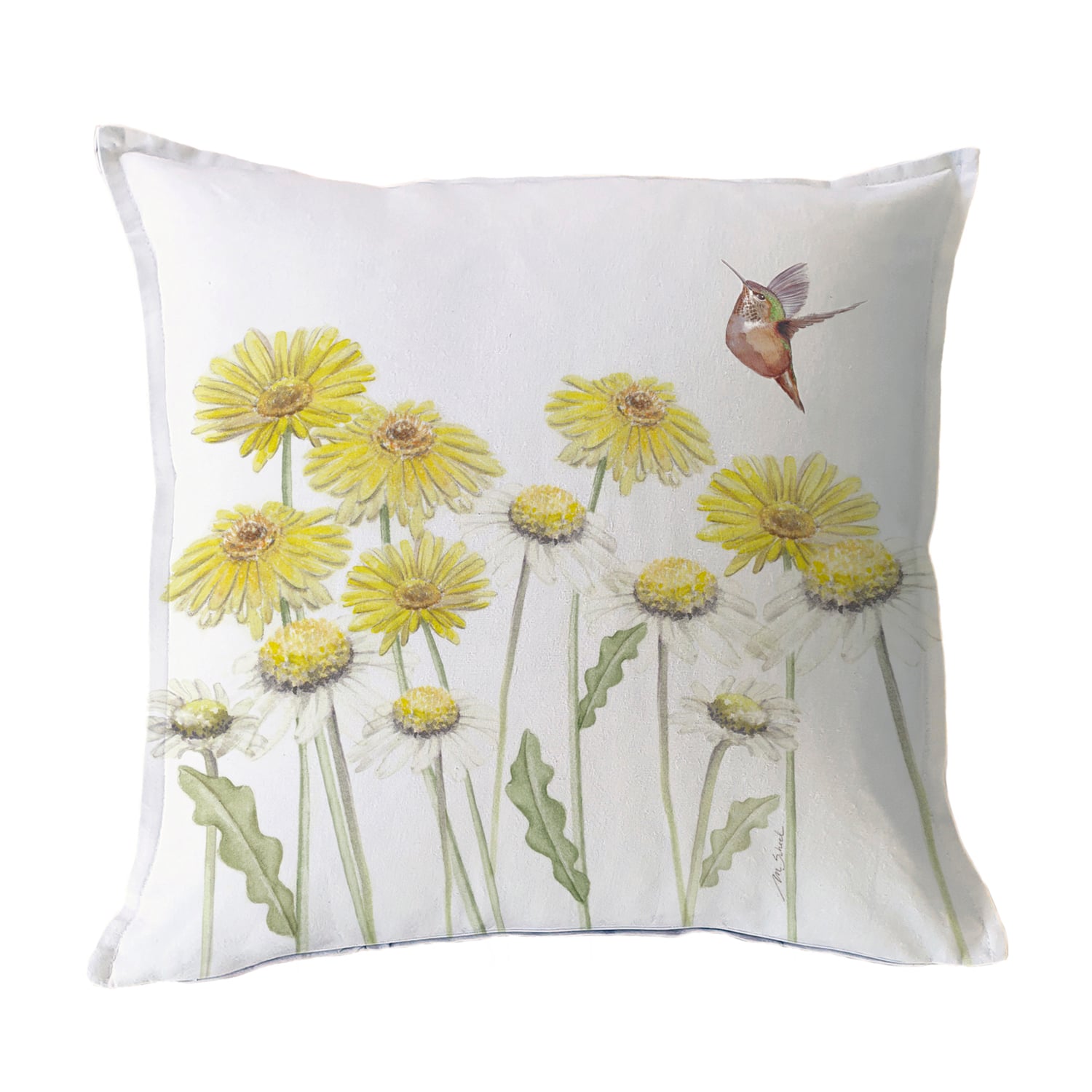 FUNDA COJÍN MARGARITA SCHEEL PARA CASA ALVARINHO ALGODÓN JARDÍN PRIMAVERAL 45 X 45 CM AMARILLO - 1