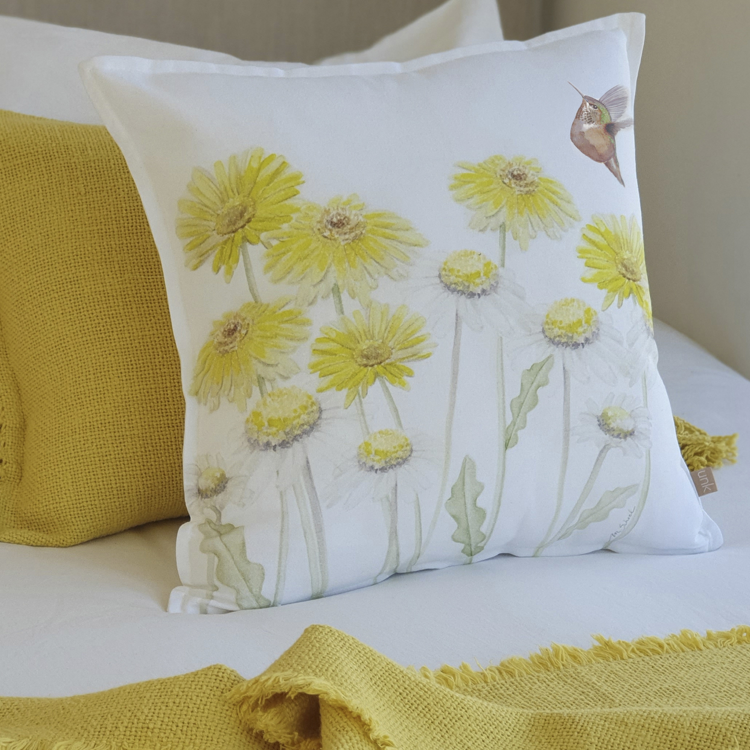 FUNDA COJÍN MARGARITA SCHEEL PARA CASA ALVARINHO ALGODÓN JARDÍN PRIMAVERAL 45 X 45 CM AMARILLO - 2