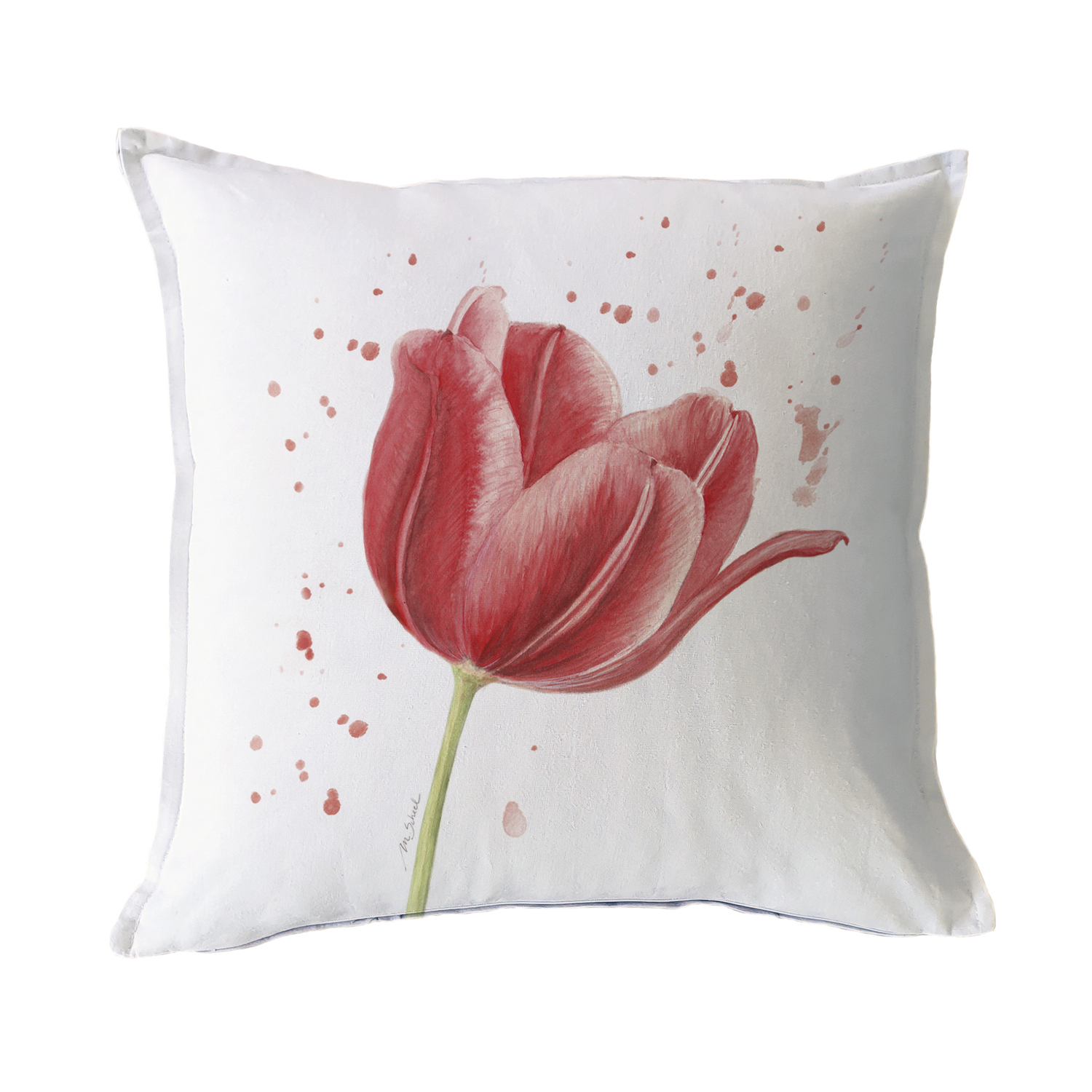 FUNDA COJIN MARGARITA SCHEEL PARA CASA ALVARINHO ALGODON TULIPAN 45 X 45 CM ROJO