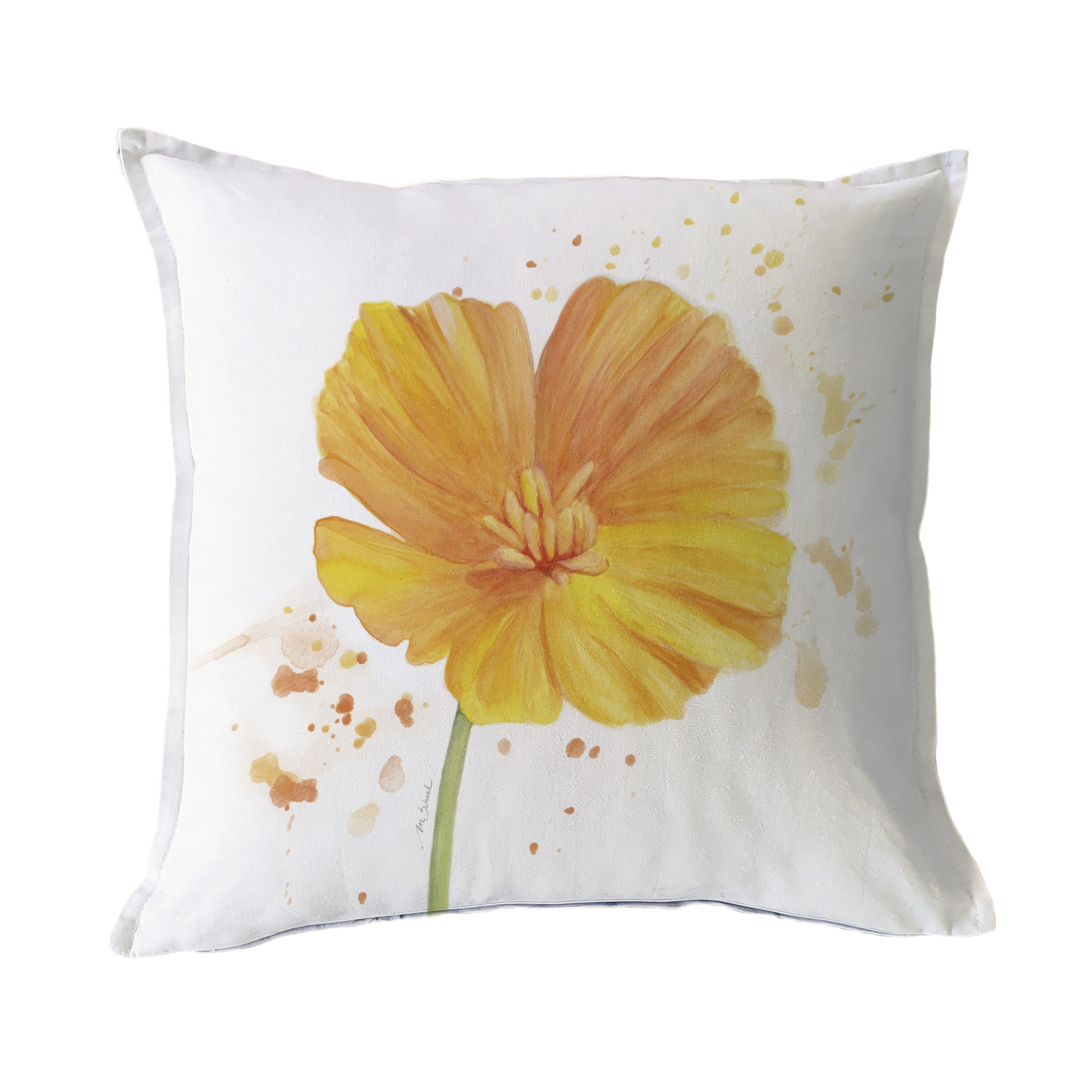 FUNDA COJÍN MARGARITA SCHEEL PARA CASA ALVARINHO ALGODÓN AMAPOLA 45 X 45 CM AMARILLO - 1