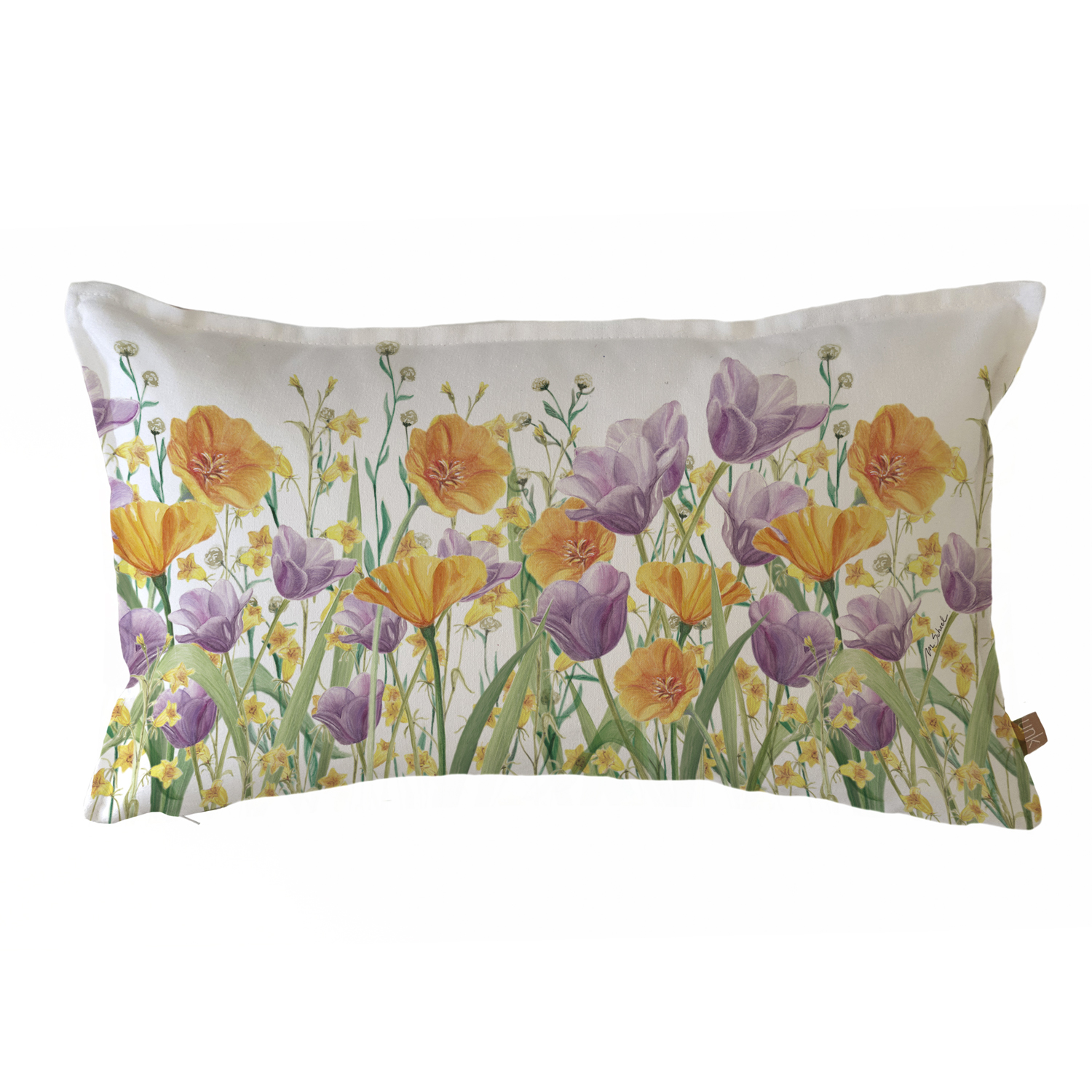 FUNDA COJIN MARGARITA SCHEEL PARA CASA ALVARINHO ALGODON JARDIN FLORES TULIPAN 50 X 30 CM LILA