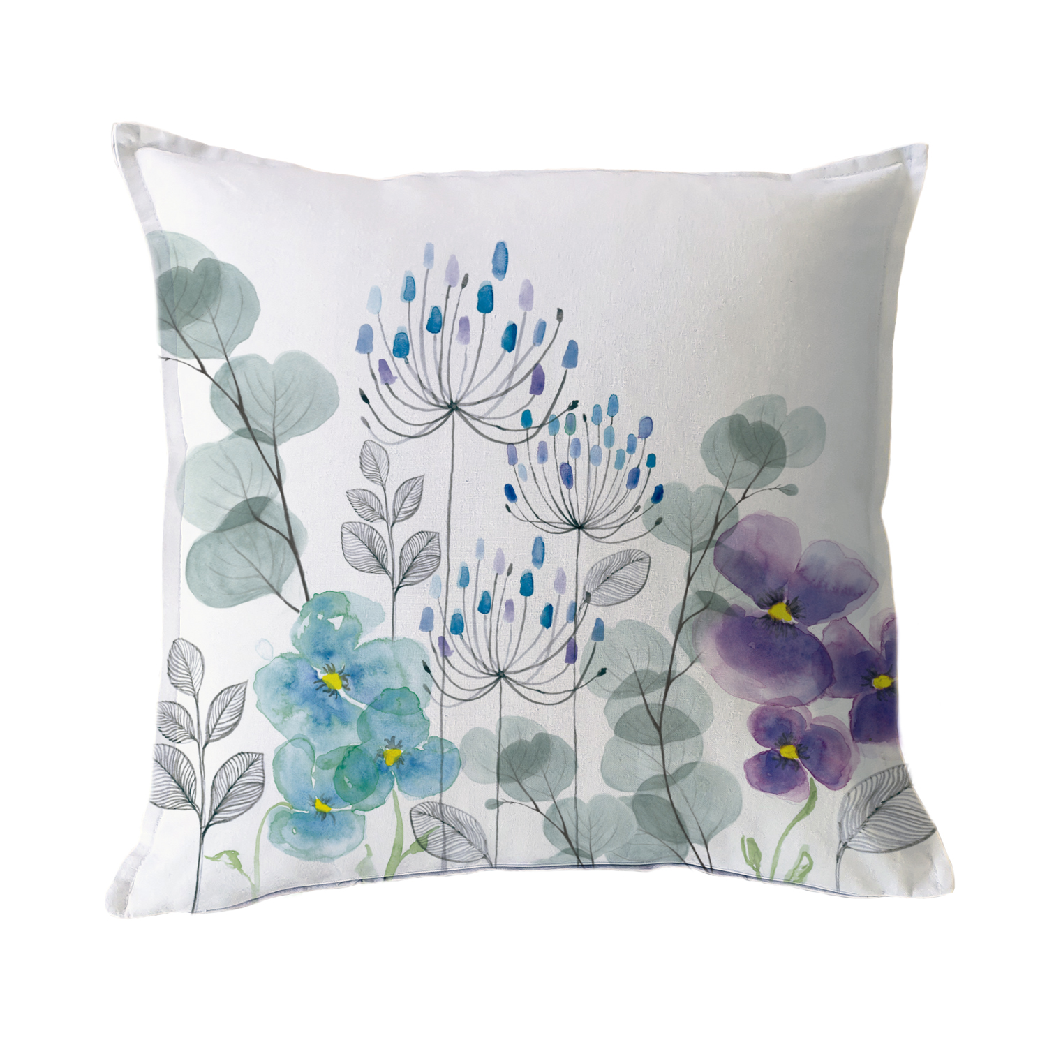 FUNDA COJÍN ALGODÓN JARDÍN FLORES PENSAMIENTO 45 X 45 CM MULTICOLOR - 1