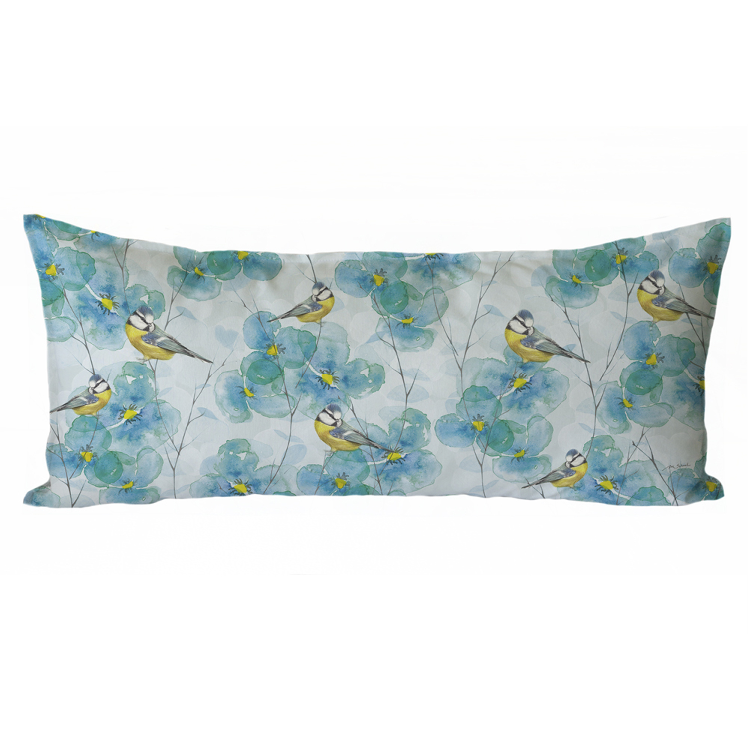 FUNDA COJÍN MARGARITA SCHEEL PARA CASA ALVARINHO ALGODÓN MIX BLUETIT XL 90 X 40 CM TURQUESA - 1