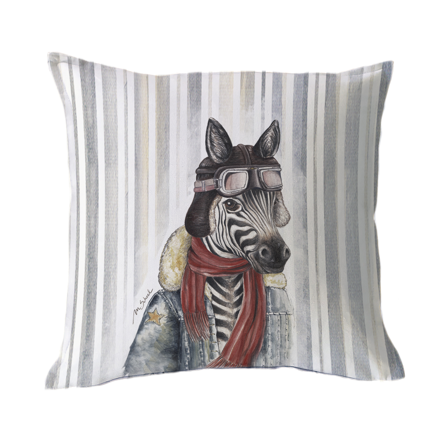 FUNDA COJÍN MARGARITA SCHEEL PARA CASA ALVARINHO ALGODÓN CEBRA AVIADORA 45 X 45 CM MULTICOLOR - 1