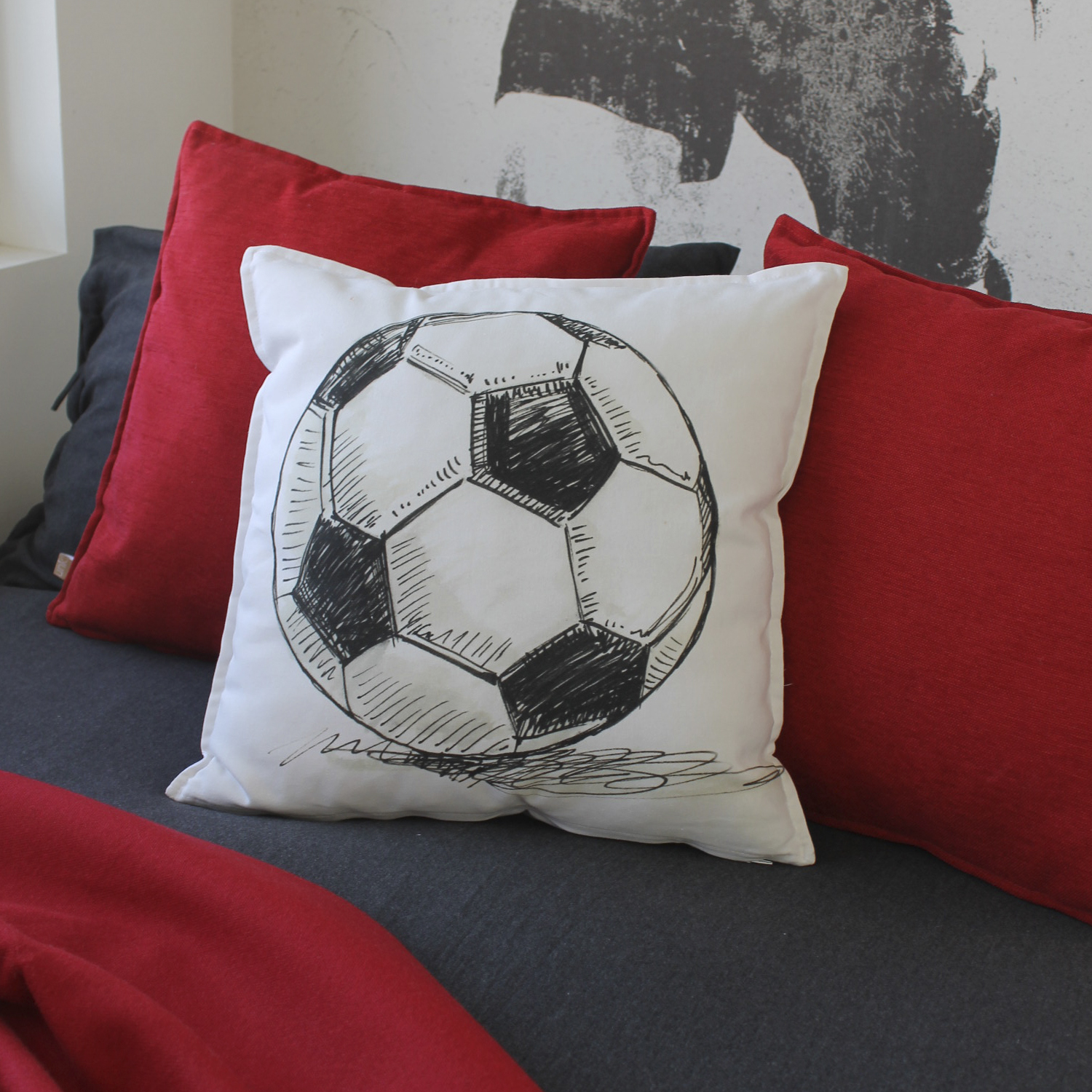 FUNDA COJÍN MARGARITA SCHEEL PARA CASA ALVARINHO ALGODÓN PELOTA FÚTBOL 45 X 45 CM MULTICOLOR - 2