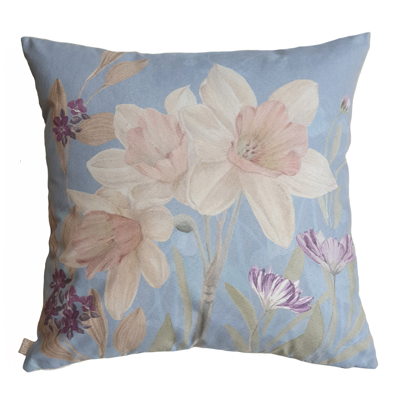 FUNDA COJIN MARGARITA SCHEEL PARA CASA ALVARINHO GAMUZA NARCISOS 45 X 45 CM MULTICOLOR