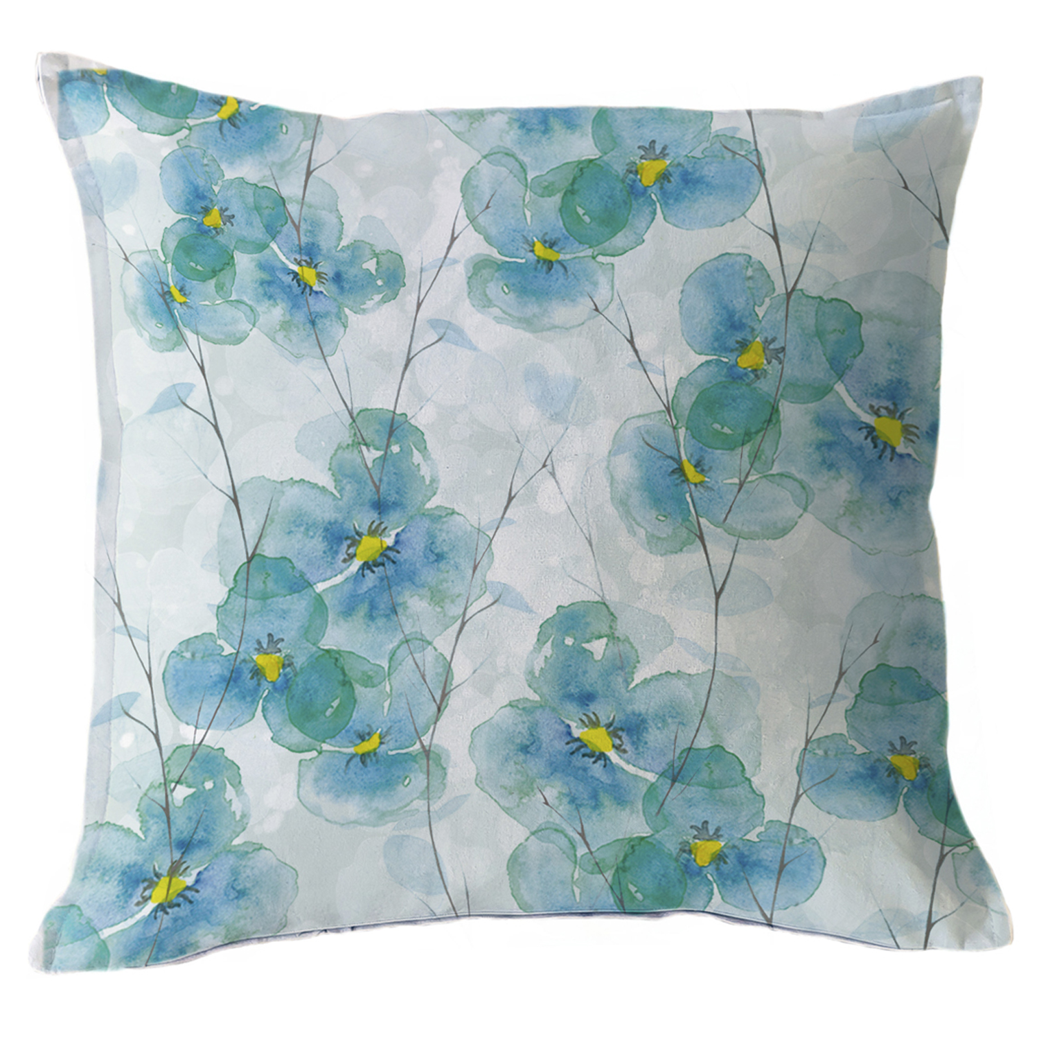 FUNDA COJÍN MARGARITA SCHEEL PARA CASA ALVARINHO MIX PENSAMIENTOS 45 X 45 CM TURQUESA - 1