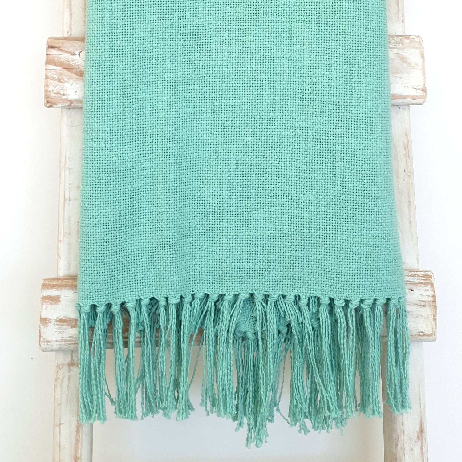 CHAL CASA ALVARINHO TELAR 160 X 100 CM ALGODÓN TURQUESA - 1