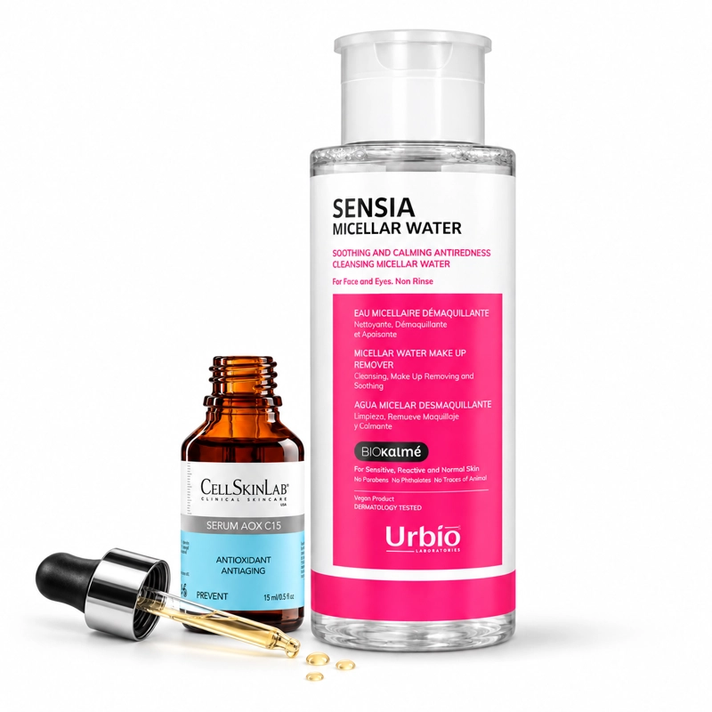 RUTINA VITAMINA C PIEL NORMAL Y SENSIBLE: SERUM ANTIOXIDANTE 15ML + AGUA MICELAR 300ML - 1