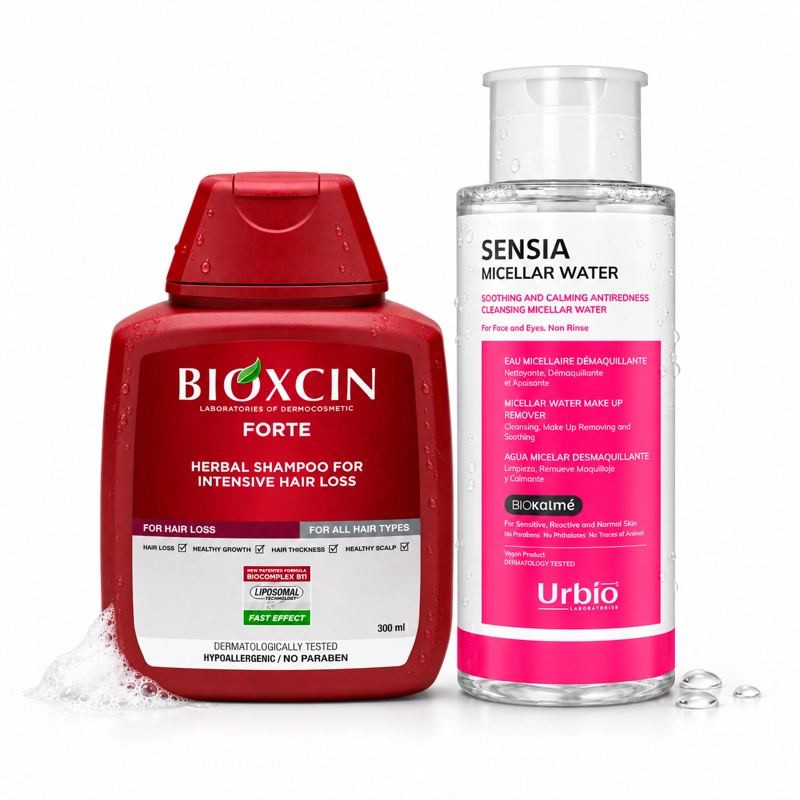 DUO ANTICAIDA CABELLO + LIMPIEZA FACIAL: SHAMPOO FORTALECEDOR 300ML + AGUA MICELAR 300ML - 1