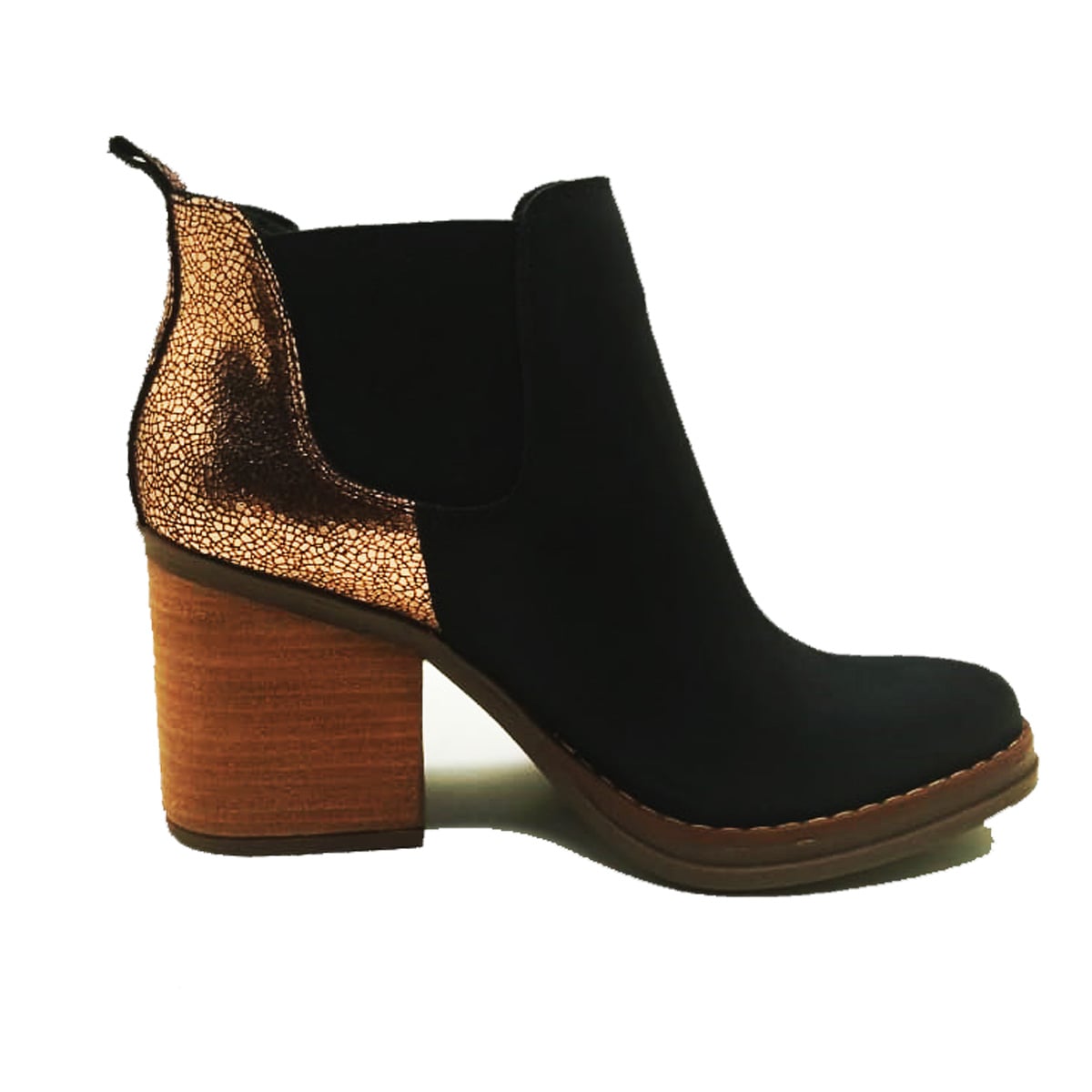 BOTIN ROBERTA CUERO NEGRO BRONCE - 2