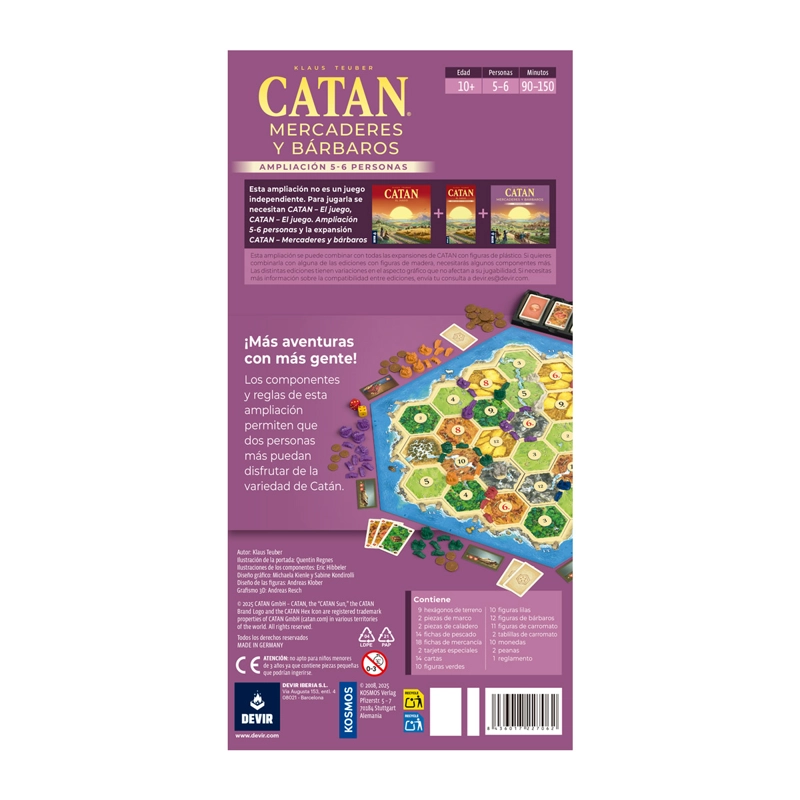 JUEGO DEVIR CATAN: MERCADERES Y BARBAROS EXP 5-6 JUG. - 2