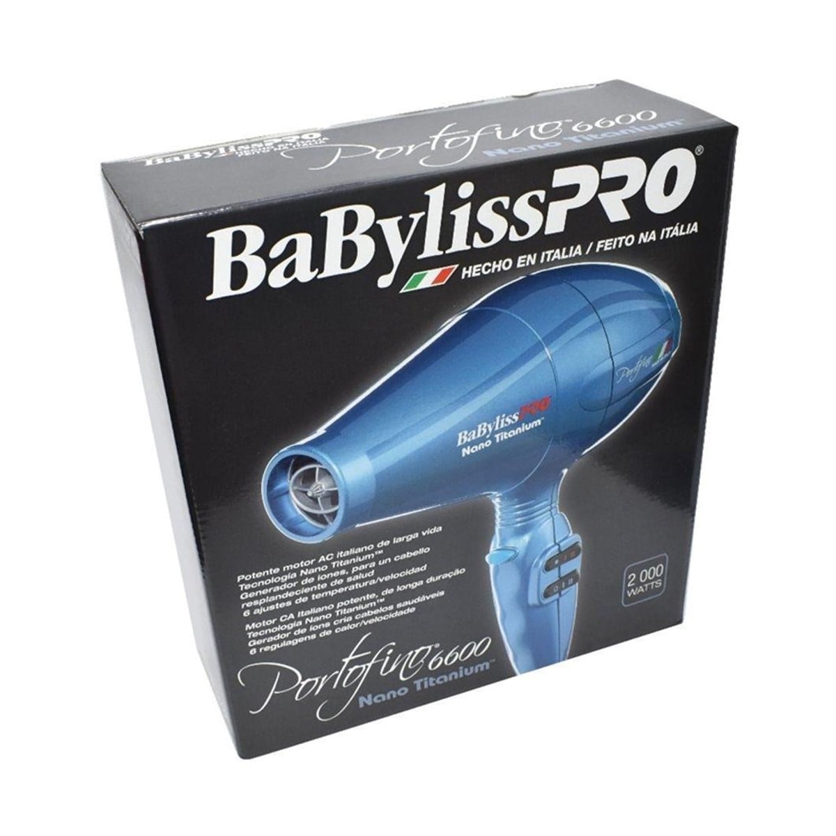 SECADOR PORTOFINO CON TECNOLOGÍA DE IONES Y NANO TITANIUM BABYLISSPRO BABNTB6610 - 3