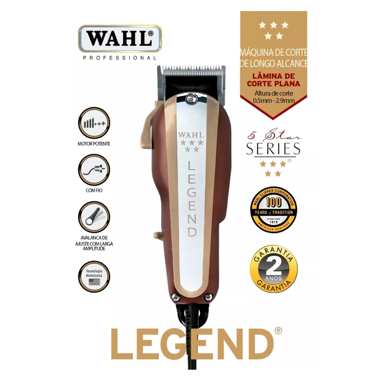 CORTADORA DE PELO WAHL PROFESSIONAL 5 STAR LEGEND 8147 PLATEADA Y EN COLOR ROJO 220V - 4