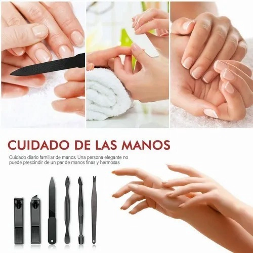 SET MANICURA 5 STAR ALICATE PINZAS TIJERA CORTAUÑAS 15 PZS NEGRO - 4