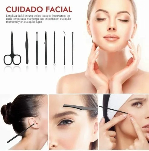 SET MANICURA 5 STAR ALICATE PINZAS TIJERA CORTAUÑAS 15 PZS NEGRO - 5
