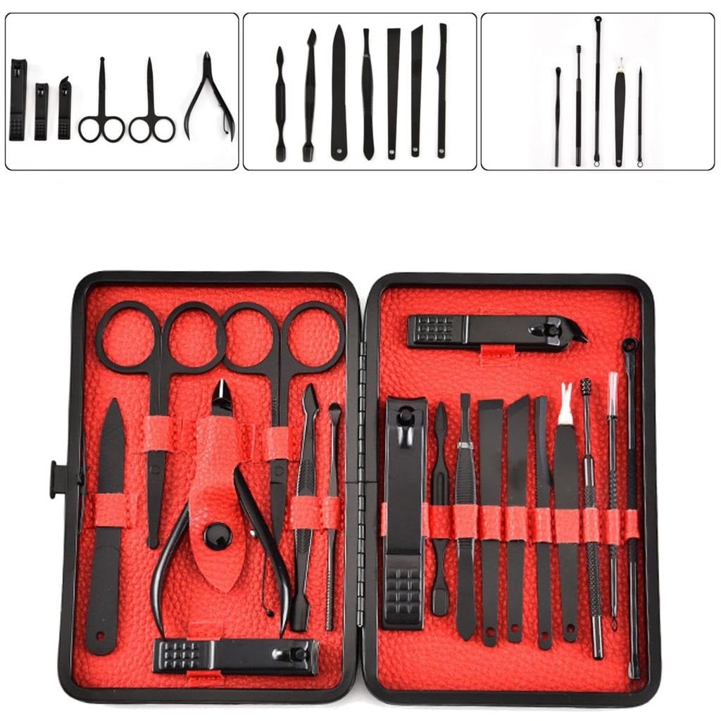 SET DE MANICURA Y PEDICURA PROFESIONAL SET DE 18 PIEZAS NEGRO - 1