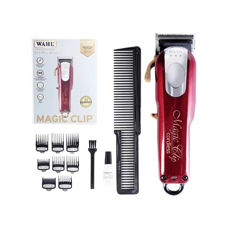 CORTADORA INALÁMBRICO WAHL PELO PROFESSIONAL 5 STAR CORDLESS MAGIC CLIP 8148 PLATEADA Y ROJA - 2