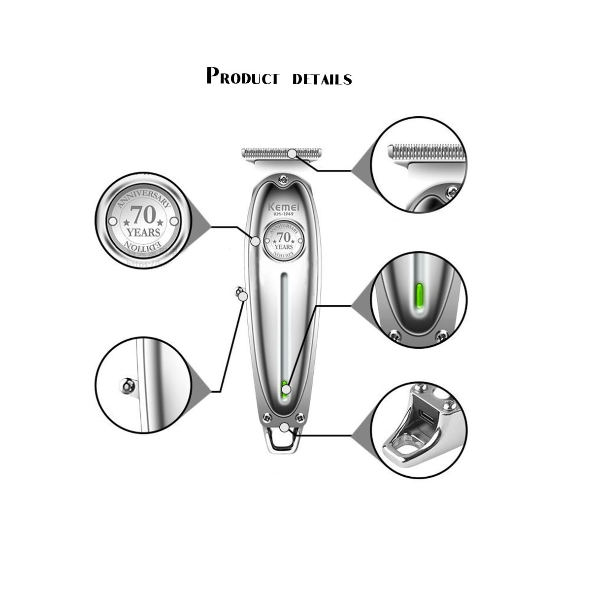 PATILLERA TRIMMER RECARGABLE KEMEI 70 AÑOS KM1949 - 9