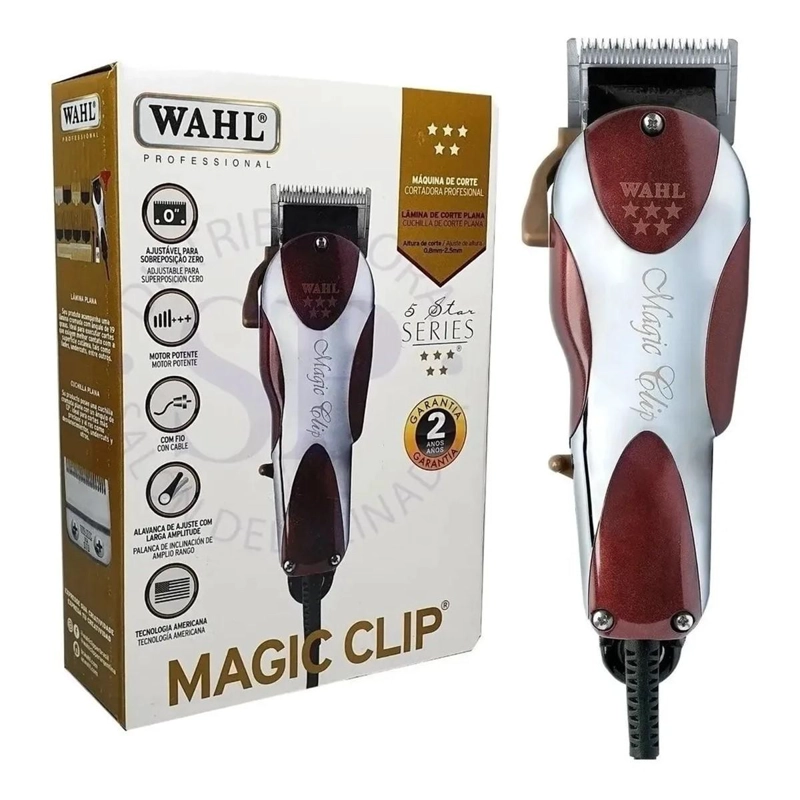CORTADORA WAHL CABELLO 5 STAR MAGIC CLIP PLATA Y ROJA 220V - 3